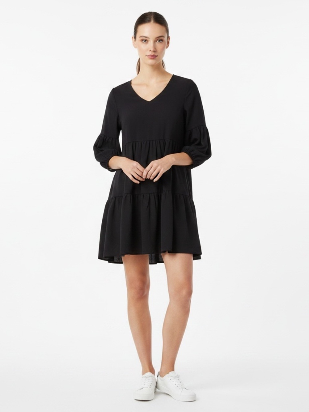 Unbranded Black peasant boho v-neck mini dress size small